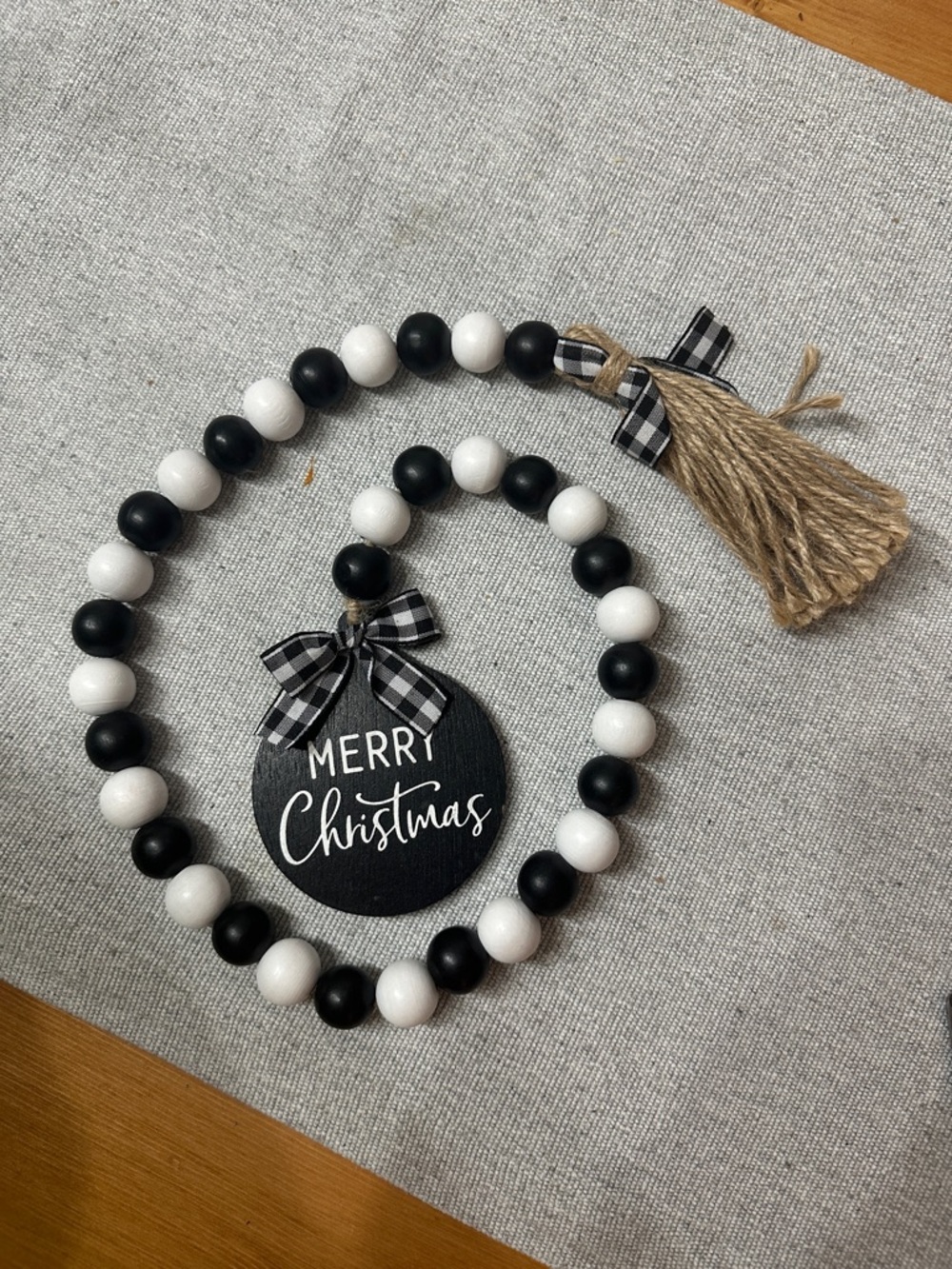 Hobby Lobby Black and White Merry Christmas Bead Garland with Tassel